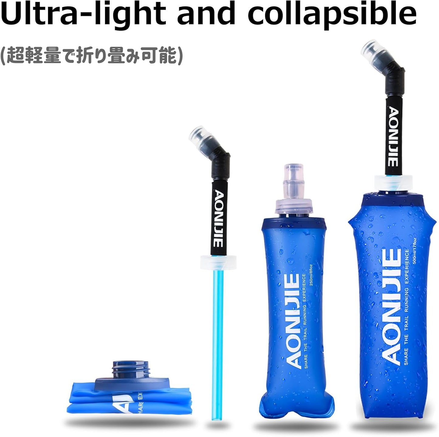 TPU Soft Flask Collapsible Water Bottles Bpa-Free 250Ml 350Ml 500Ml 600Ml for Hydration Vest Pack Running Hiking Cycling Climbing