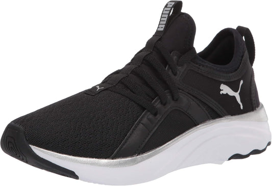 Women'S SOFTRIDE Sophia Running Shoe, Animal Black-Metallic Silver, 9